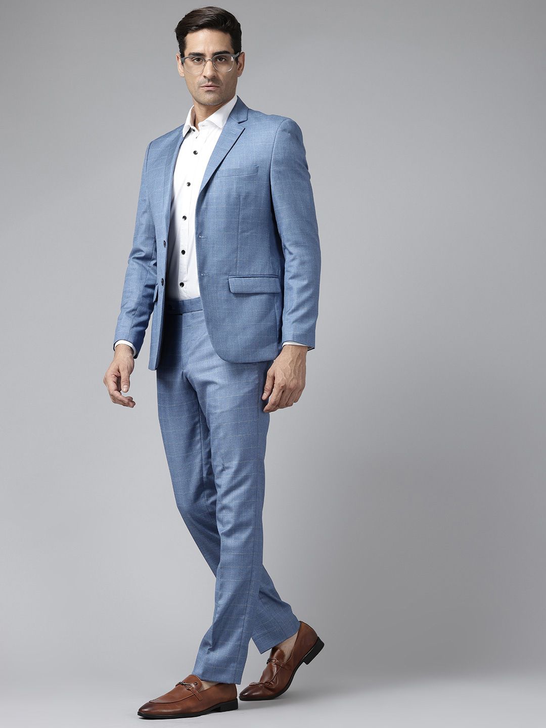 Park Avenue Checked Slim-Fit Blazer & Trousers