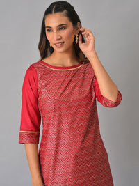 AURELIA Geometric Woven Design Boat Neck Kurta