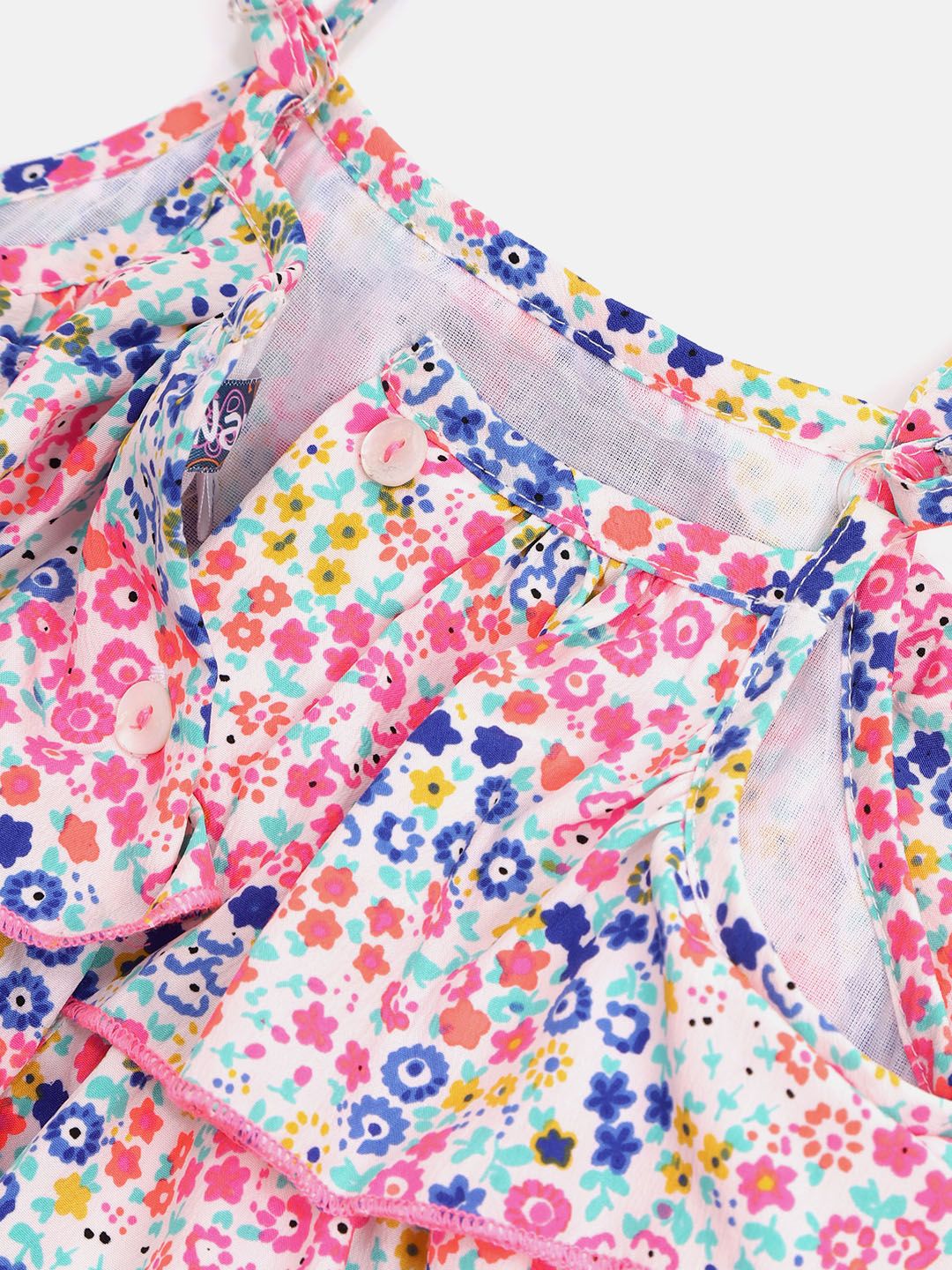 Nauti Nati Girls White & Blue Printed Co-Ords Set