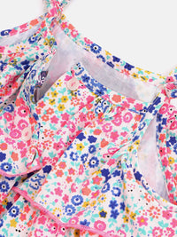 Nauti Nati Girls White & Blue Printed Co-Ords Set