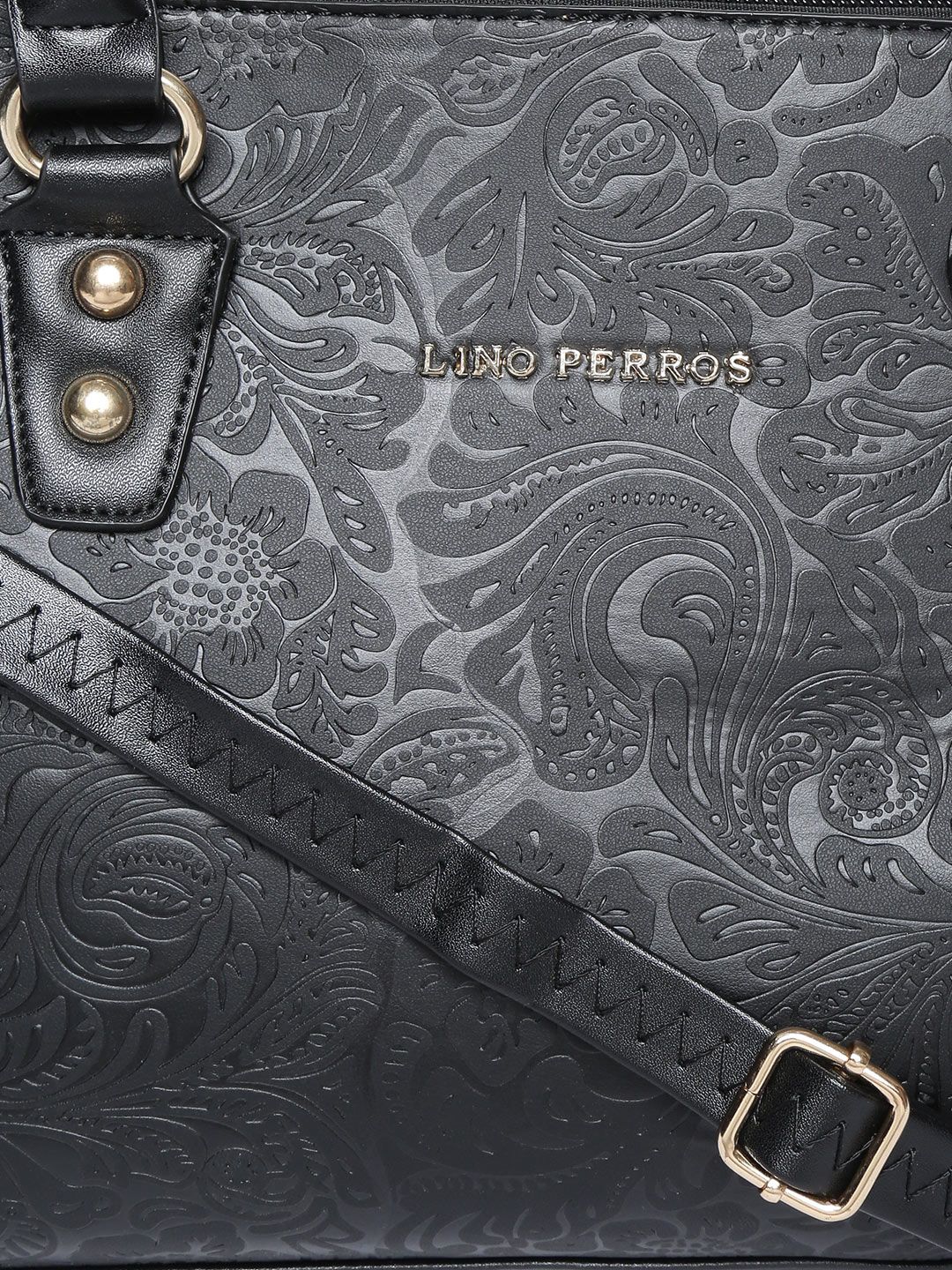 Lino Perros Black Textured Handheld Bag