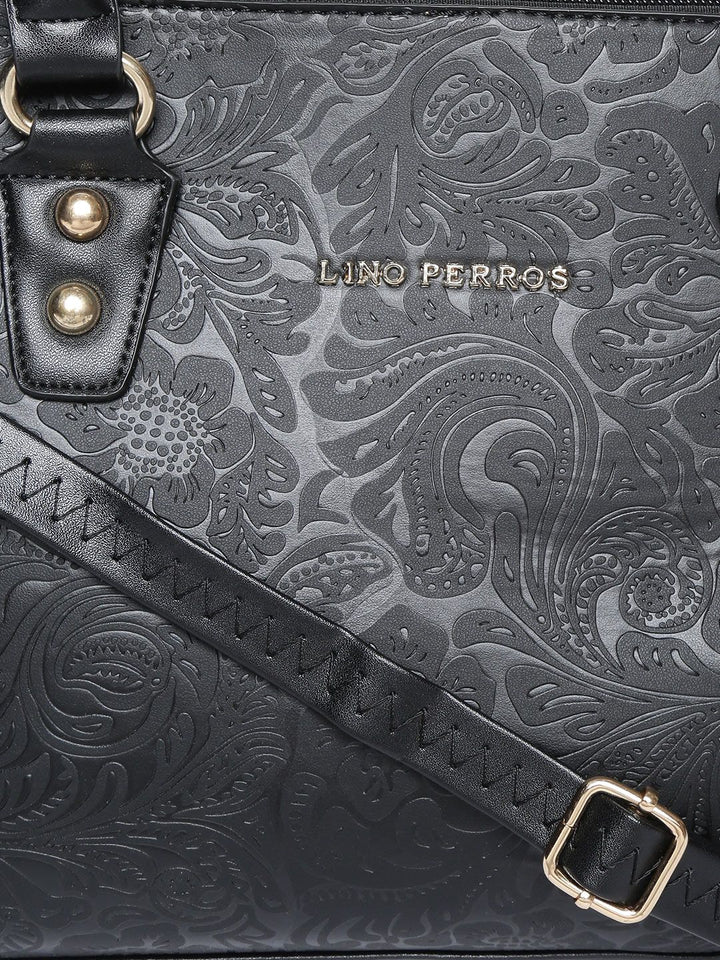 Lino Perros Black Textured Handheld Bag