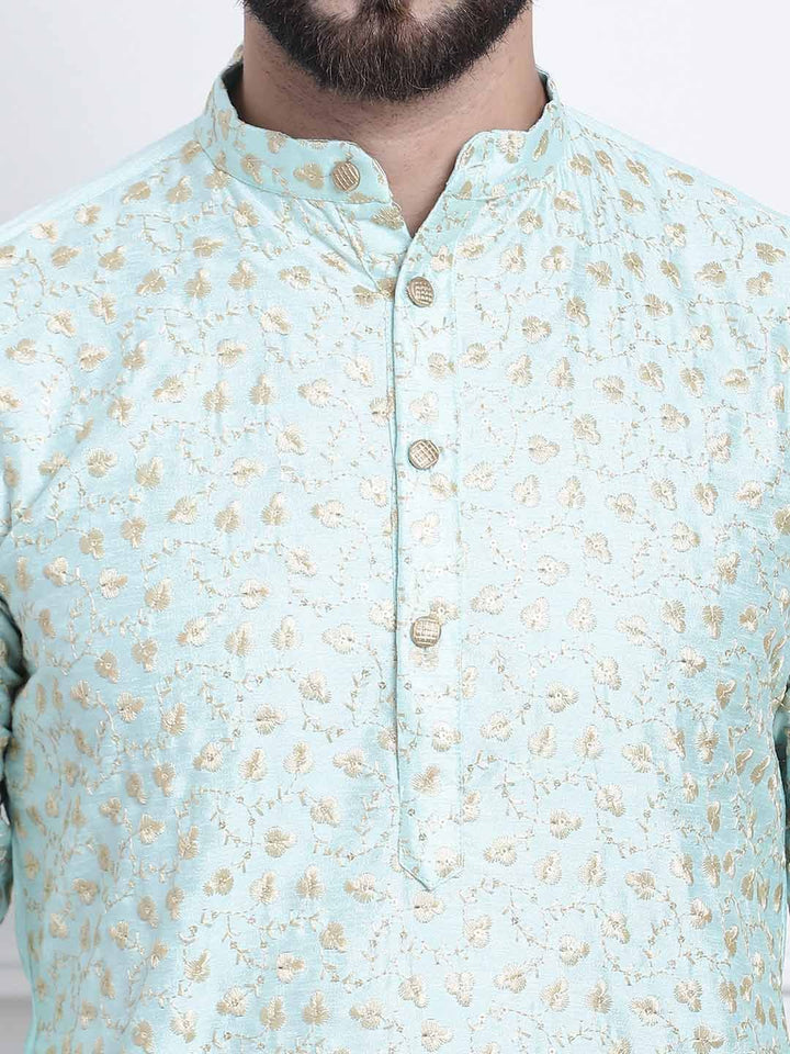 SOJANYA Kurta Lurus Kolar Mandarin Sulam Bunga