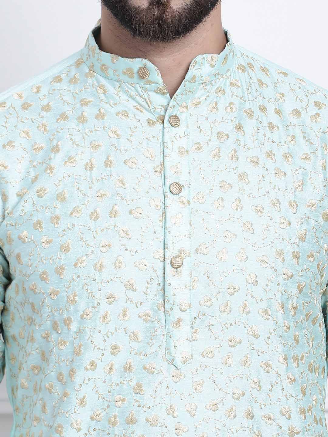 SOJANYA Kurta Lurus Kolar Mandarin Sulam Bunga