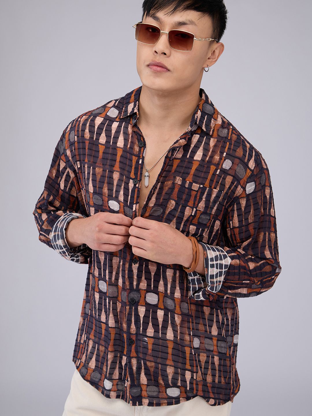 VASTRADO Men Classic Slim Fit Opaque Printed Casual Shirt