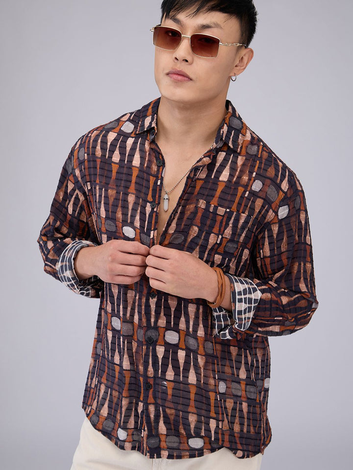 VASTRADO Men Classic Slim Fit Opaque Printed Casual Shirt