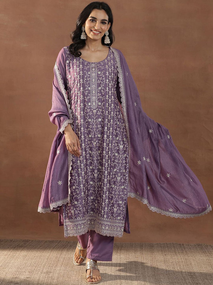 Libas Women Floral Embroidered Regular Kurta with Palazzos & With Dupatta