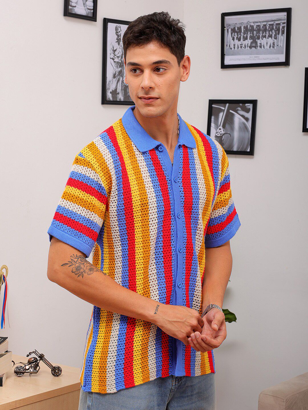 The Indian Garage Co Striped Spread Collar Relaxed Fit Shirt