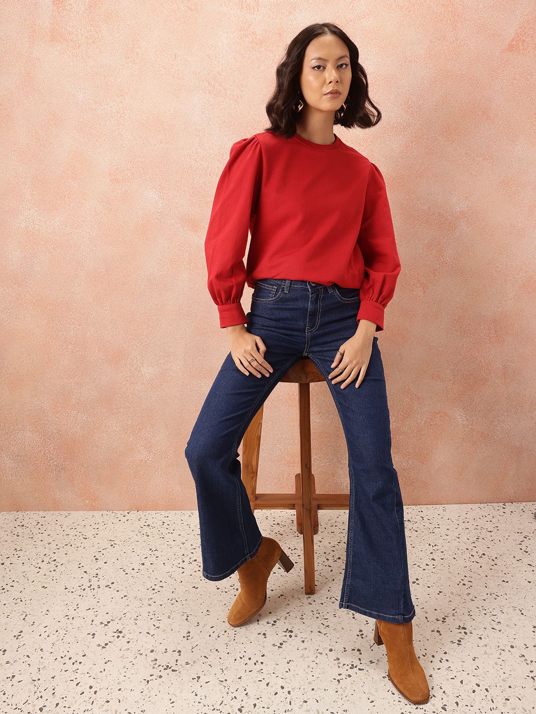 all about you Gathered Sleeve Sweatshirt