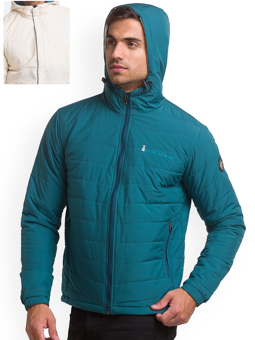 Being Human Men Turquoise Blue & White Pack Of 2 Padded Jacket