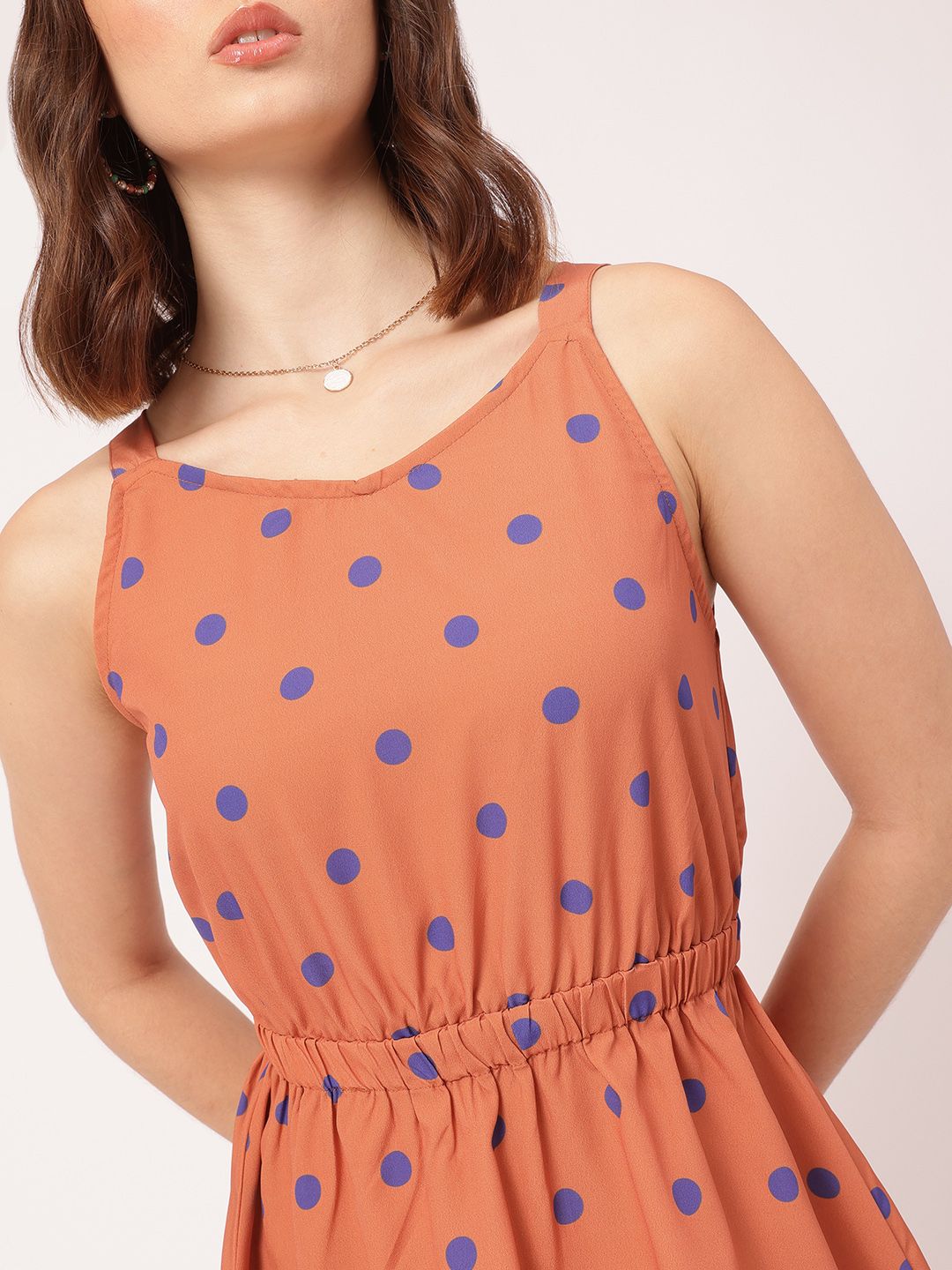 DressBerry Parisian Chic Polka Dots Tie-Up Back A-Line Mini Dress