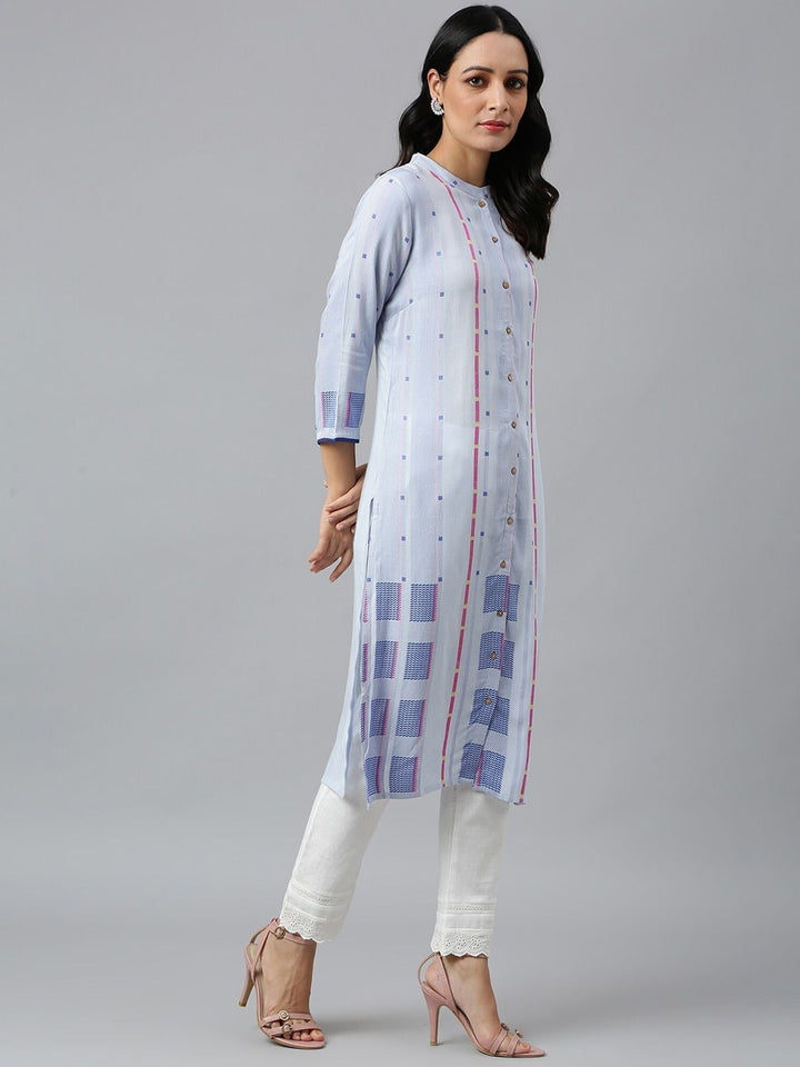 W Women Geometric Print Straight Kurta