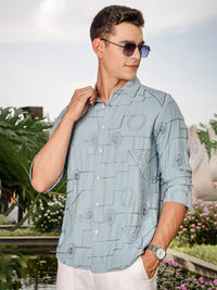 Thomas Scott Men Regular Fit Long Sleeves Embroidered Shirt