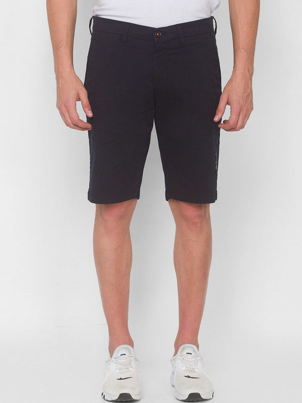 Spykar Men Blue Blue Santai Fit Mid-Rise Pure Shorts