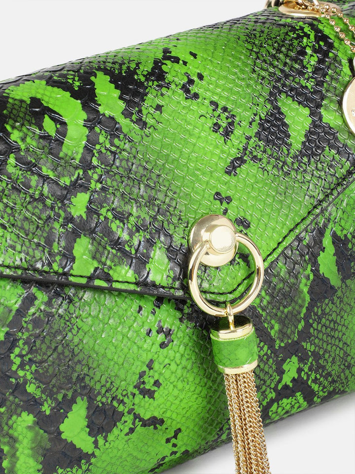 DressBerry Animal Printed Tasselled Structured Sling Bag
