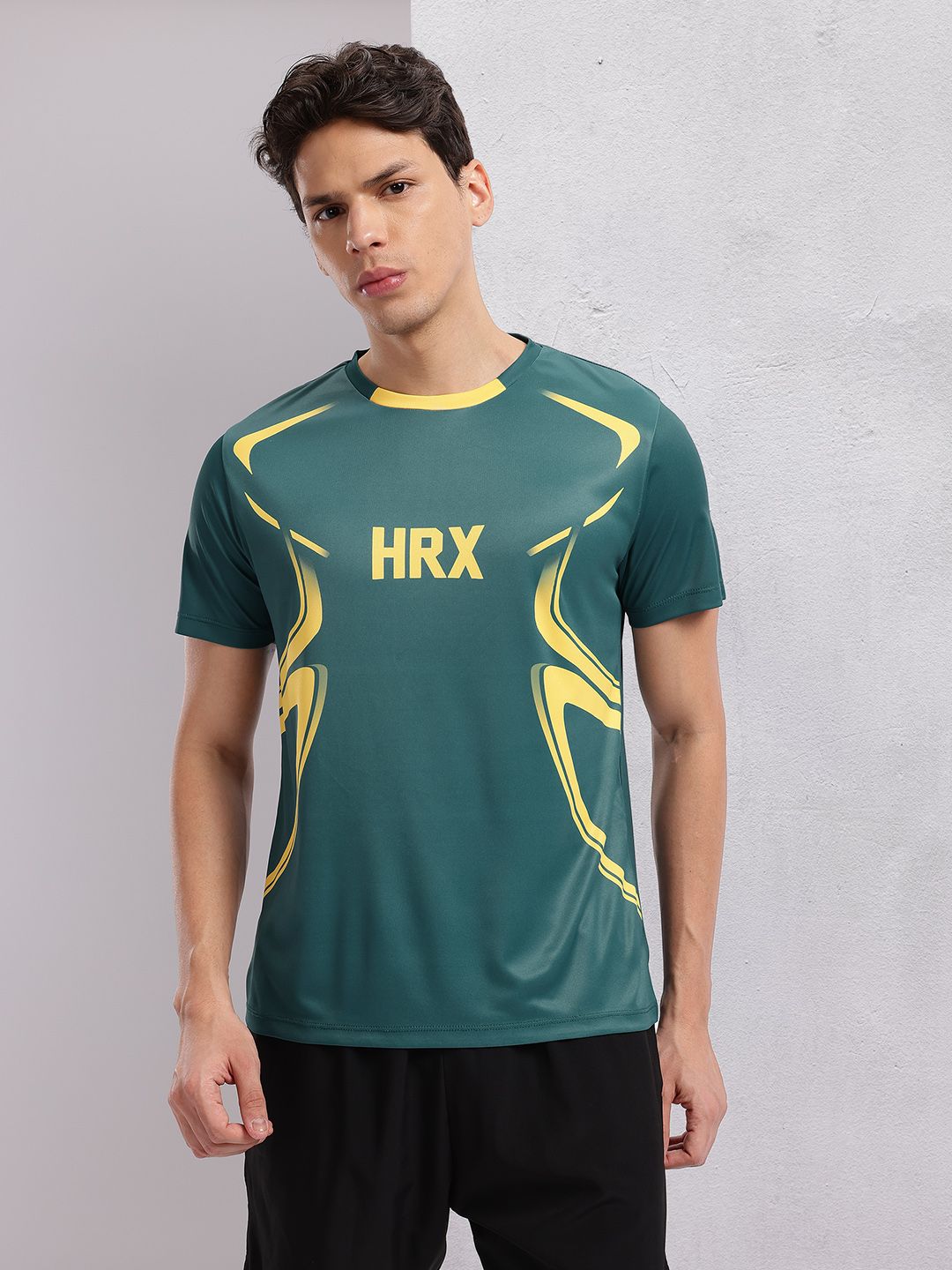 HRX by Hrithik Roshan Brand Logo & Abstract Printed Football T-shirt