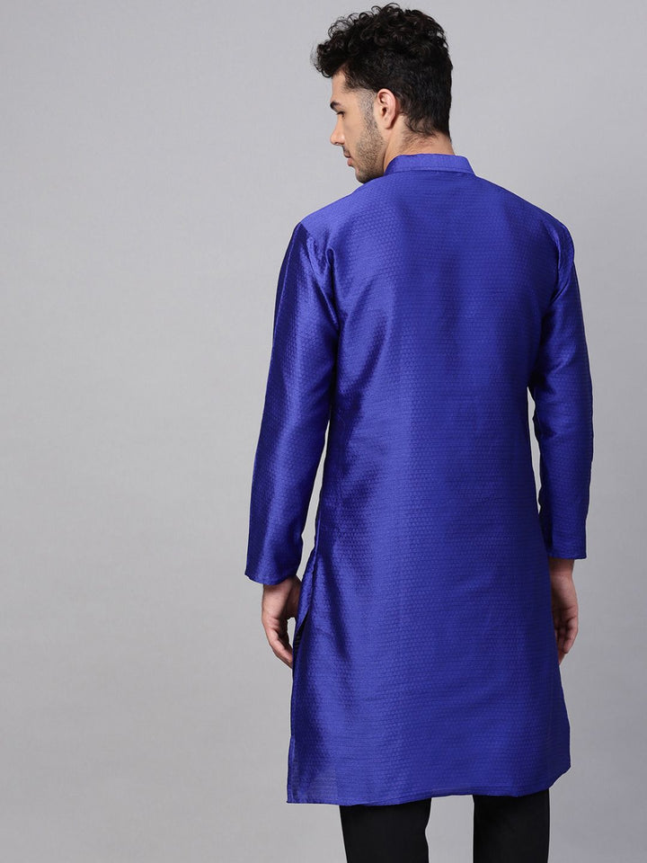SOJANYA Men Blue Woven Design Straight Kurta