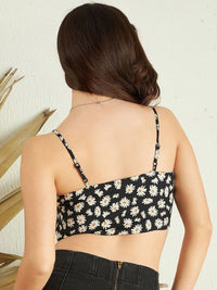 Berrylush Floral Printed Shoulder Straps Crop Top