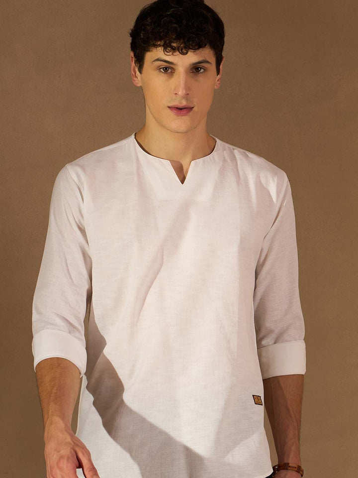 Dennison Men White Solid Kurta