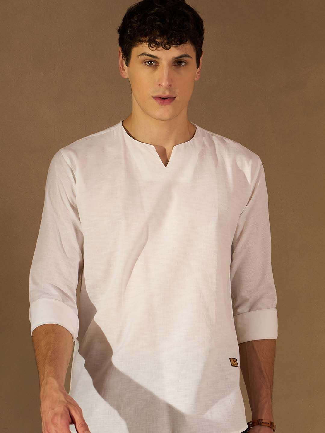 Dennison Men White Solid Kurta