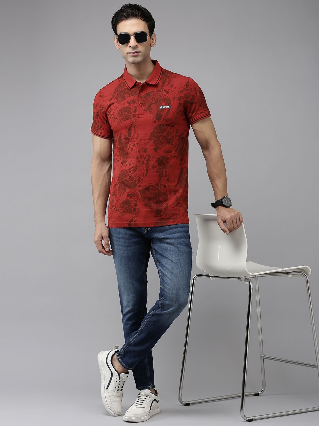 SPYKAR Printed Polo Collar Slim Fit T-shirt