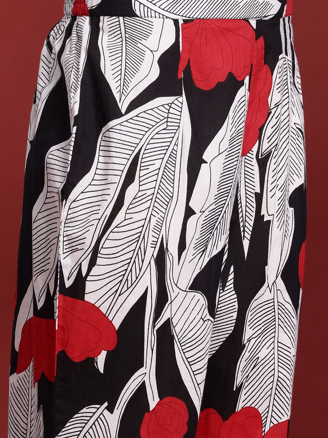 Indo Era Floral Printed Lace Detailed Pure Cotton Kurta with Trousers