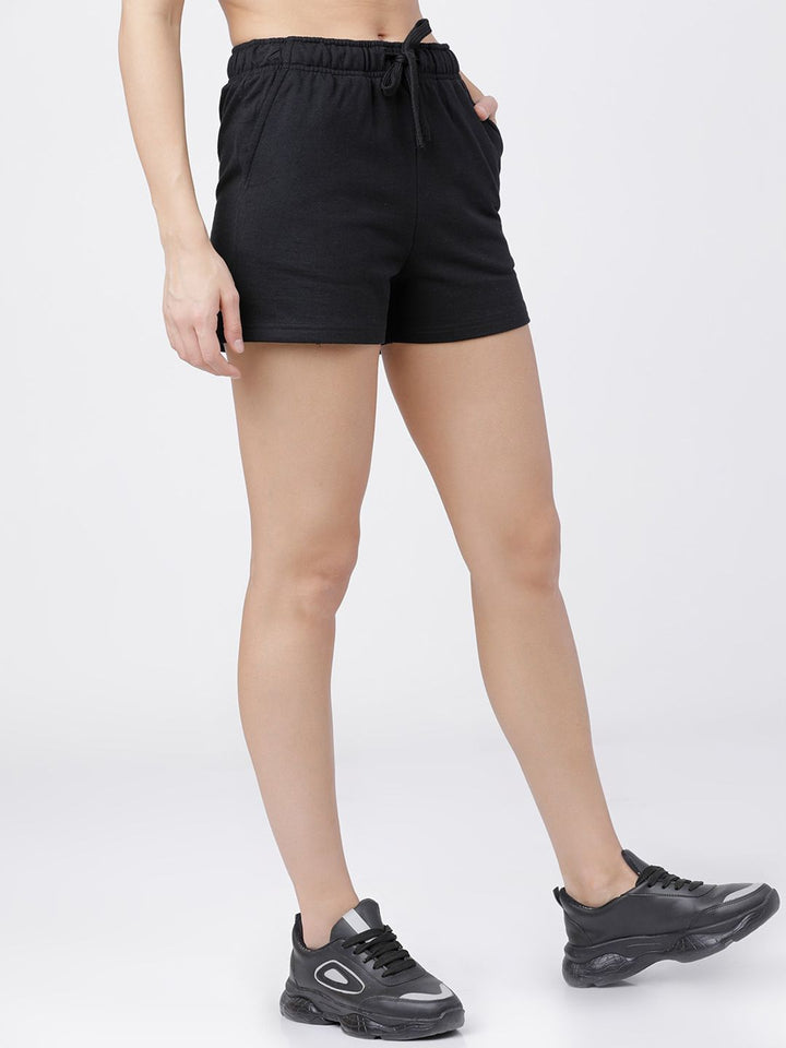 Tokyo Talkies Women Black Solid Regular Shorts