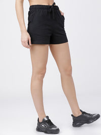 Tokyo Talkies Women Black Solid Regular Shorts