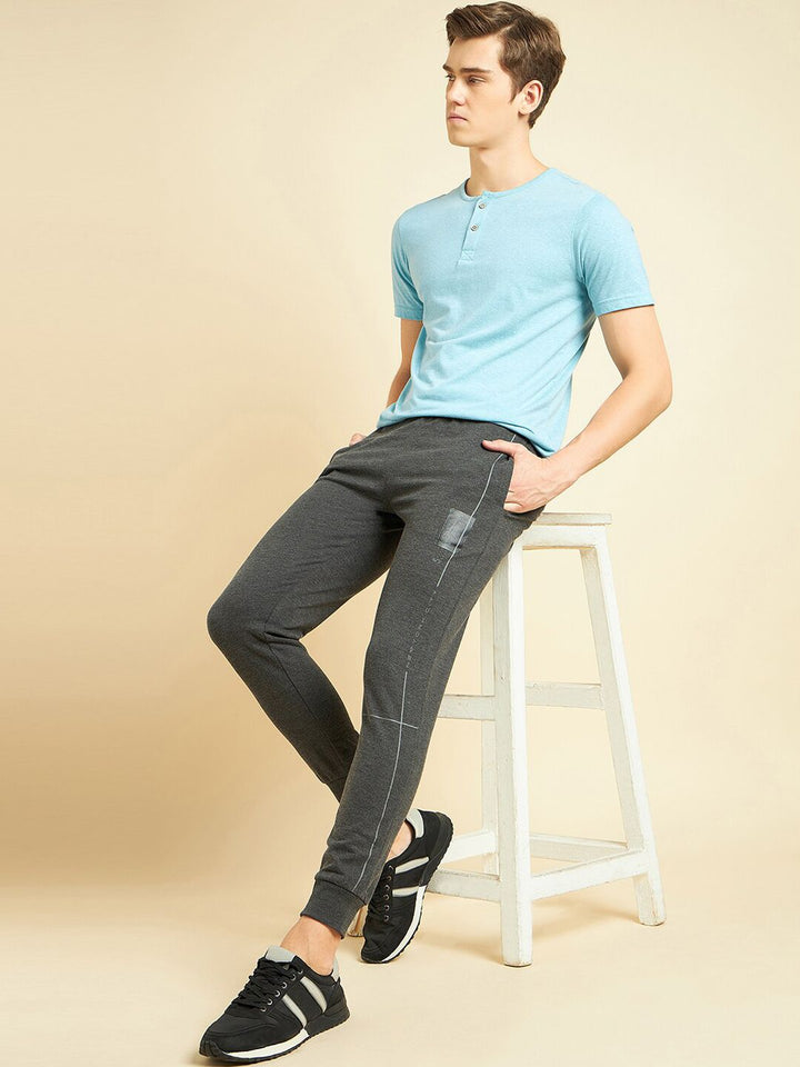 Sweet Dreams Men Charcoal Dry Fit Mid Rise Cotton Joggers