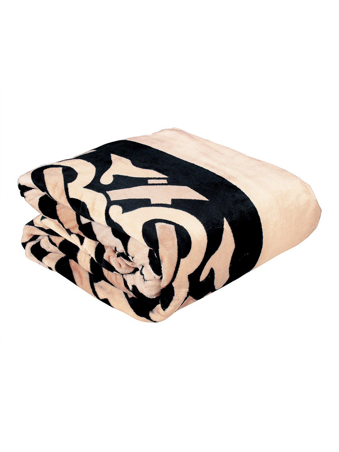 Story@home Beige & Black Geometric AC Room 300 GSM Double Bed Blanket