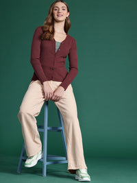 DressBerry Women Ribbed Acrylic Cardigan