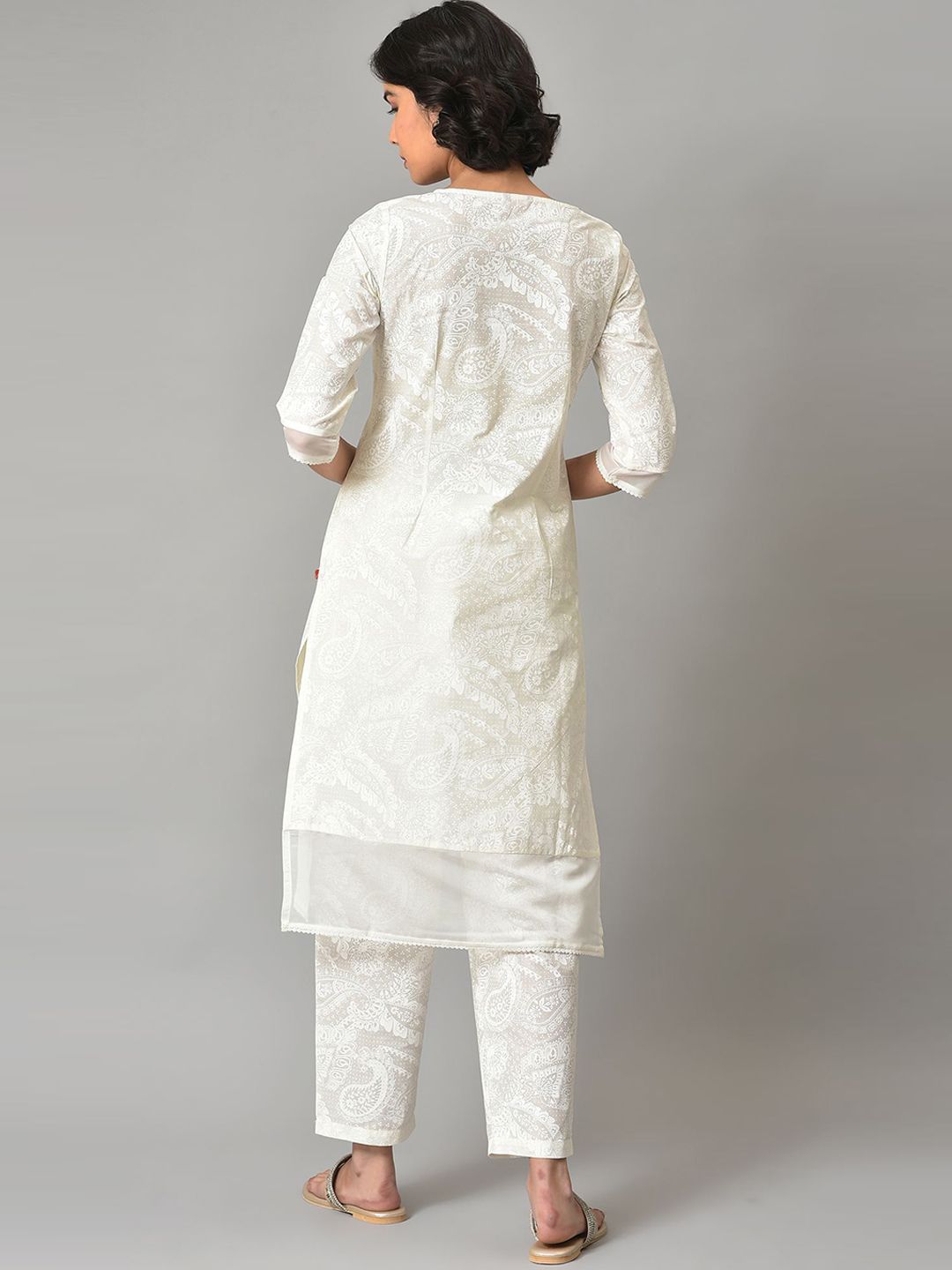 W Ethnic Motifs Printed Pure Cotton Kurta with Trousers