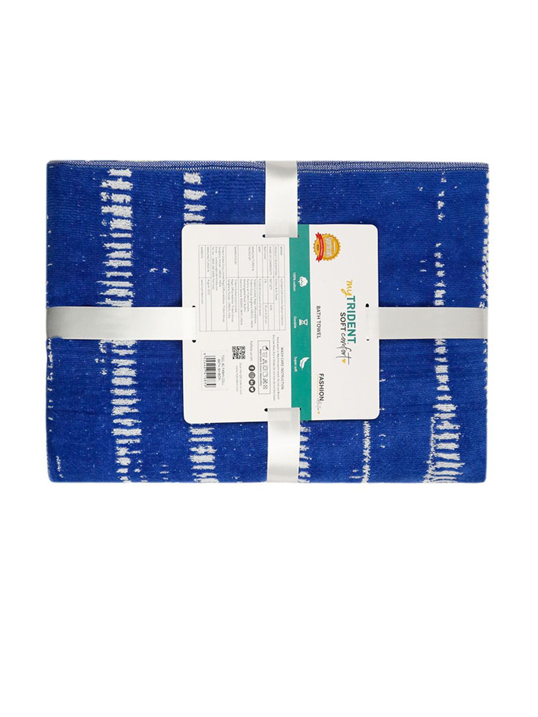 MYTRIDENT Blue & White Striped Printed Cotton 500 GSM Bath Towel