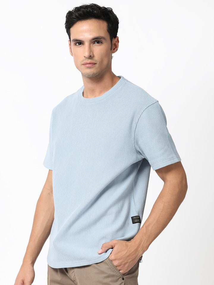 RARE RABBIT Men Bree Round Neck Slim Fit Cotton T-Shirt