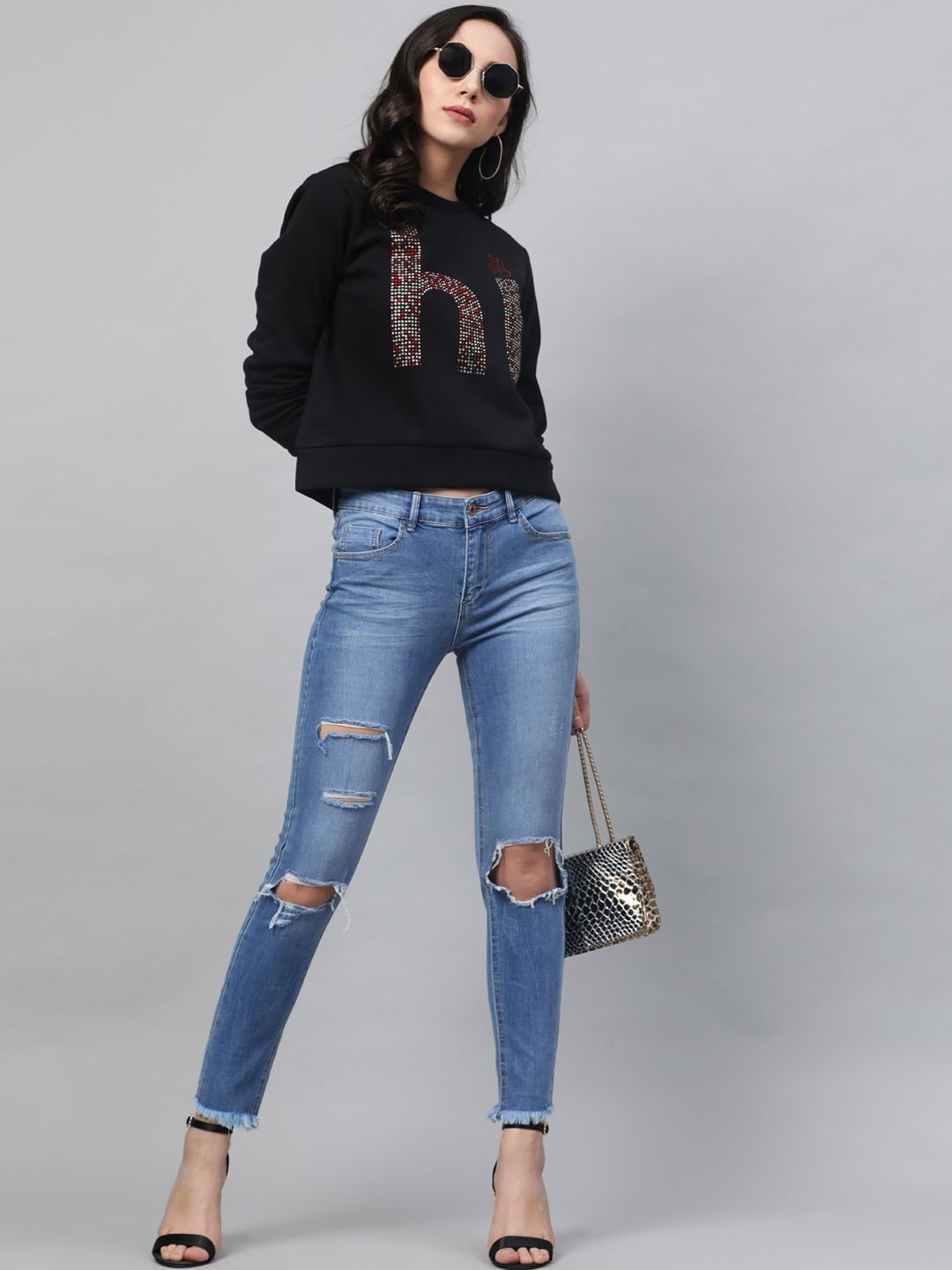 STREET 9 Women Blue Skinny Fit Mid-Rise Mildly Distressed Stretchable Jeans
