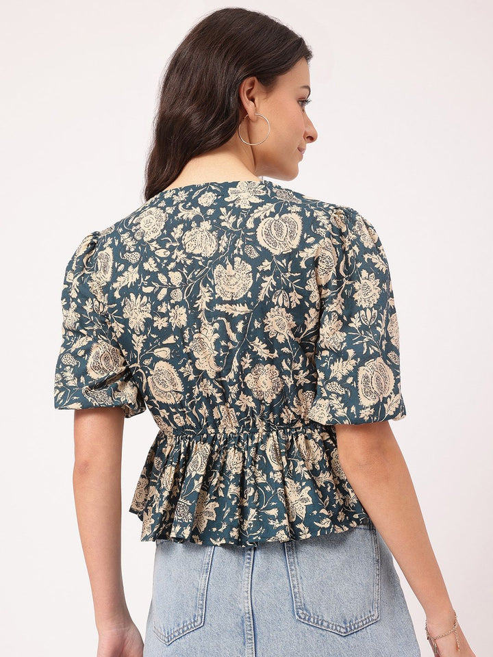 DressBerry Laid-Back Luxe Indie Floral Cinched Waist Top
