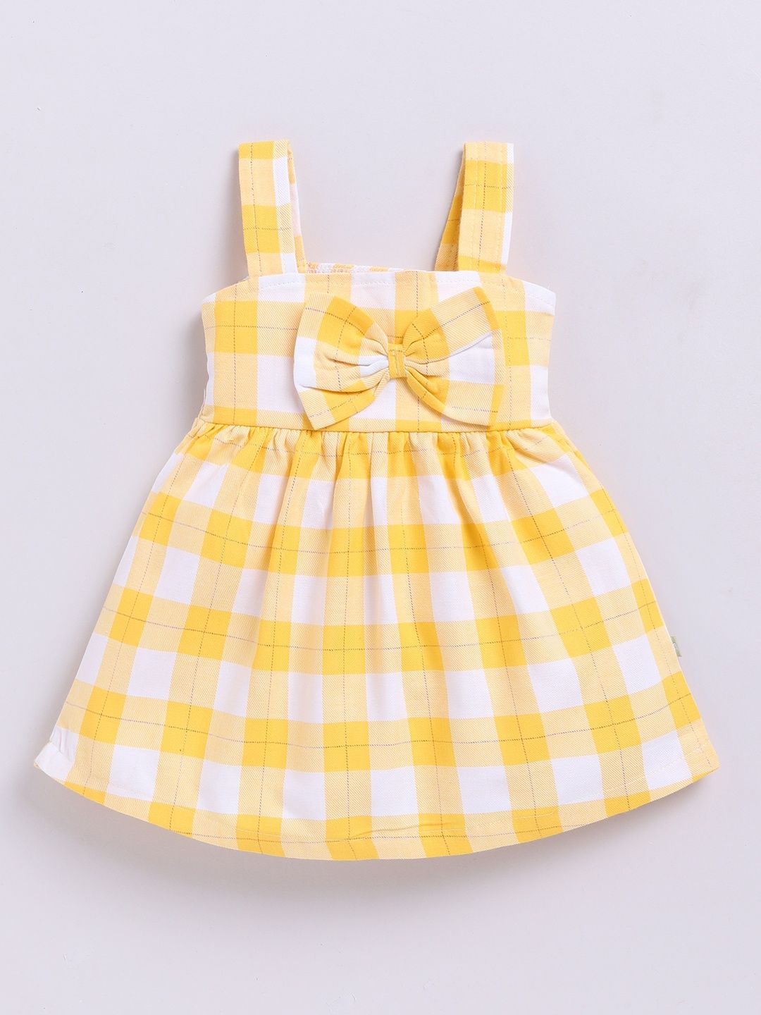 Moms Love Infant Girls Cotton Checked Fit & Flare Dress