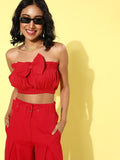 STREET 9 Women Red Solid Bardot Top