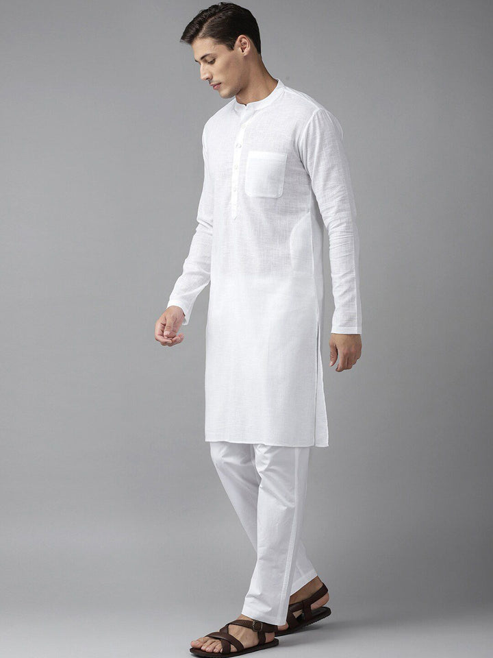 See Designs Men White Straight Cotton Kurta