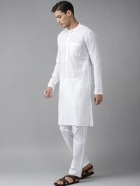 See Designs Men White Straight Cotton Kurta