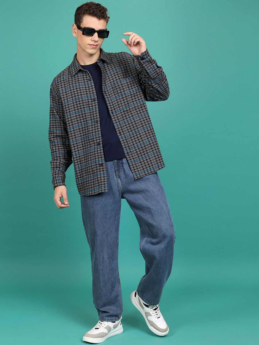 HIGHLANDER Tartan Checked Spread Collar Flannel Shirt