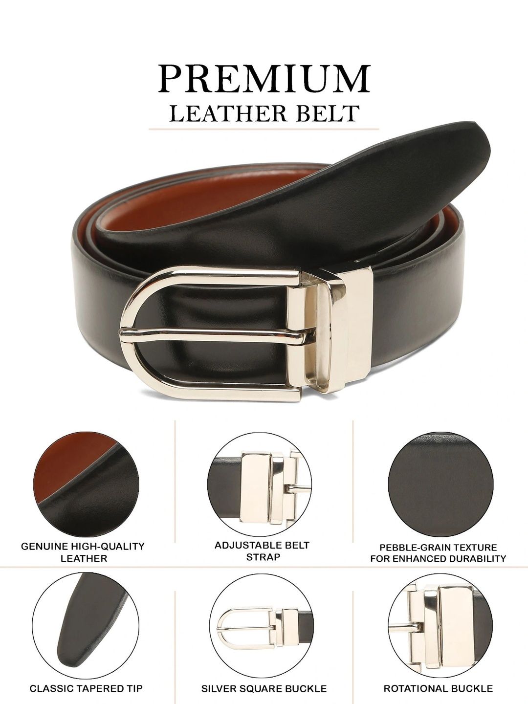 Teakwood Leathers Men Leather Reversible Formal Belt