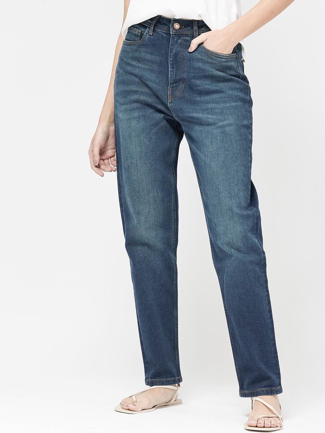 RAREISM Women Comfort Clean Look Light Fade Cotton Jeans