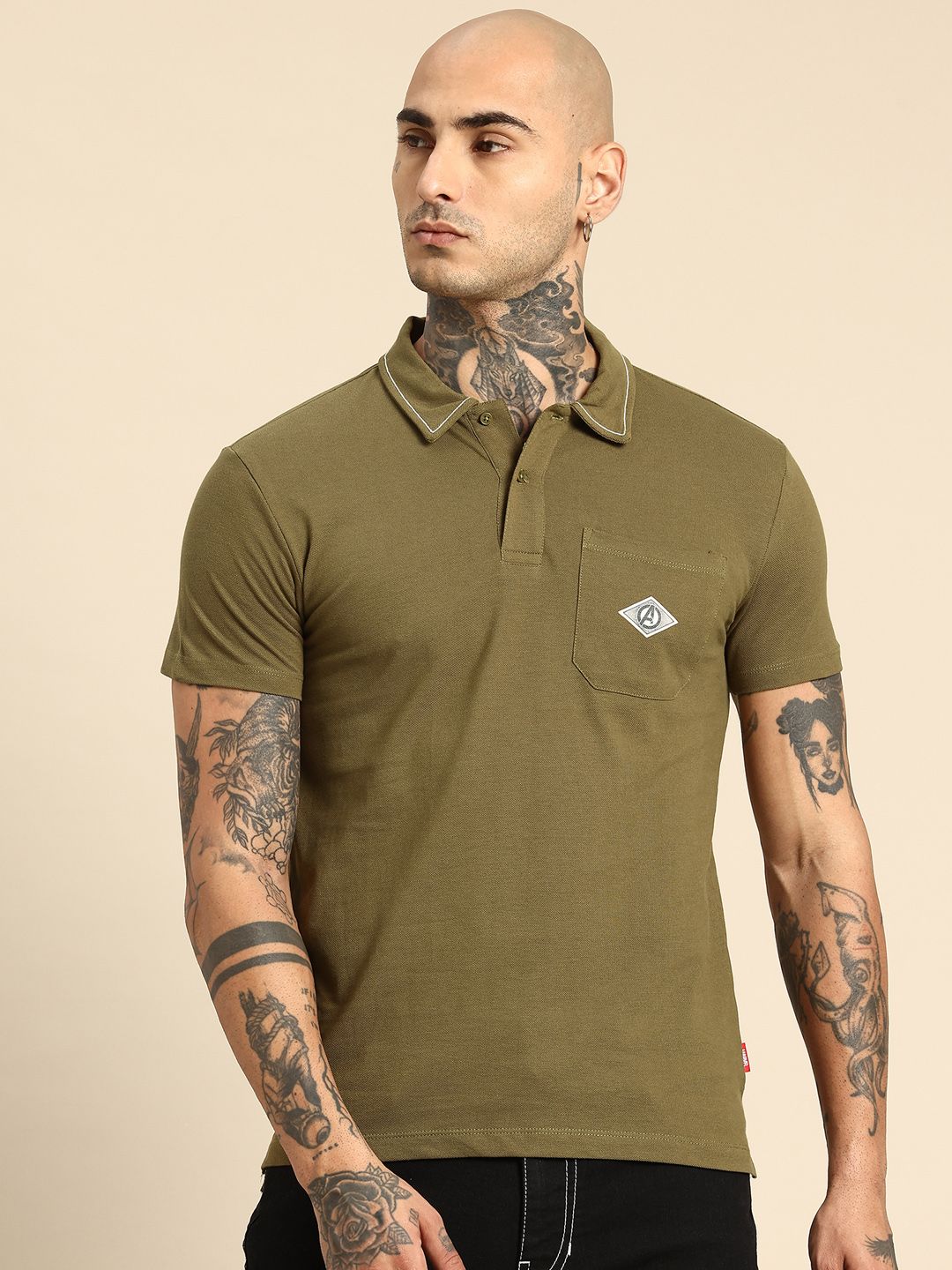 Being Human Avengers Printed Polo Collar Pure Cotton T-shirt