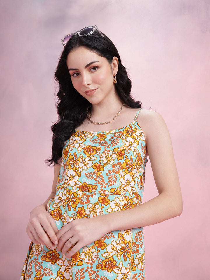 DressBerry Floral Print A-Line Midi Dress