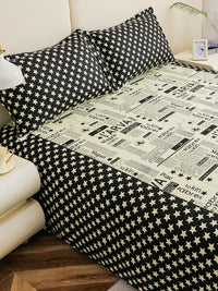 Story@home White Black Cotton 210 TC 1 King Double Bedsheet with 2 Pillow Covers