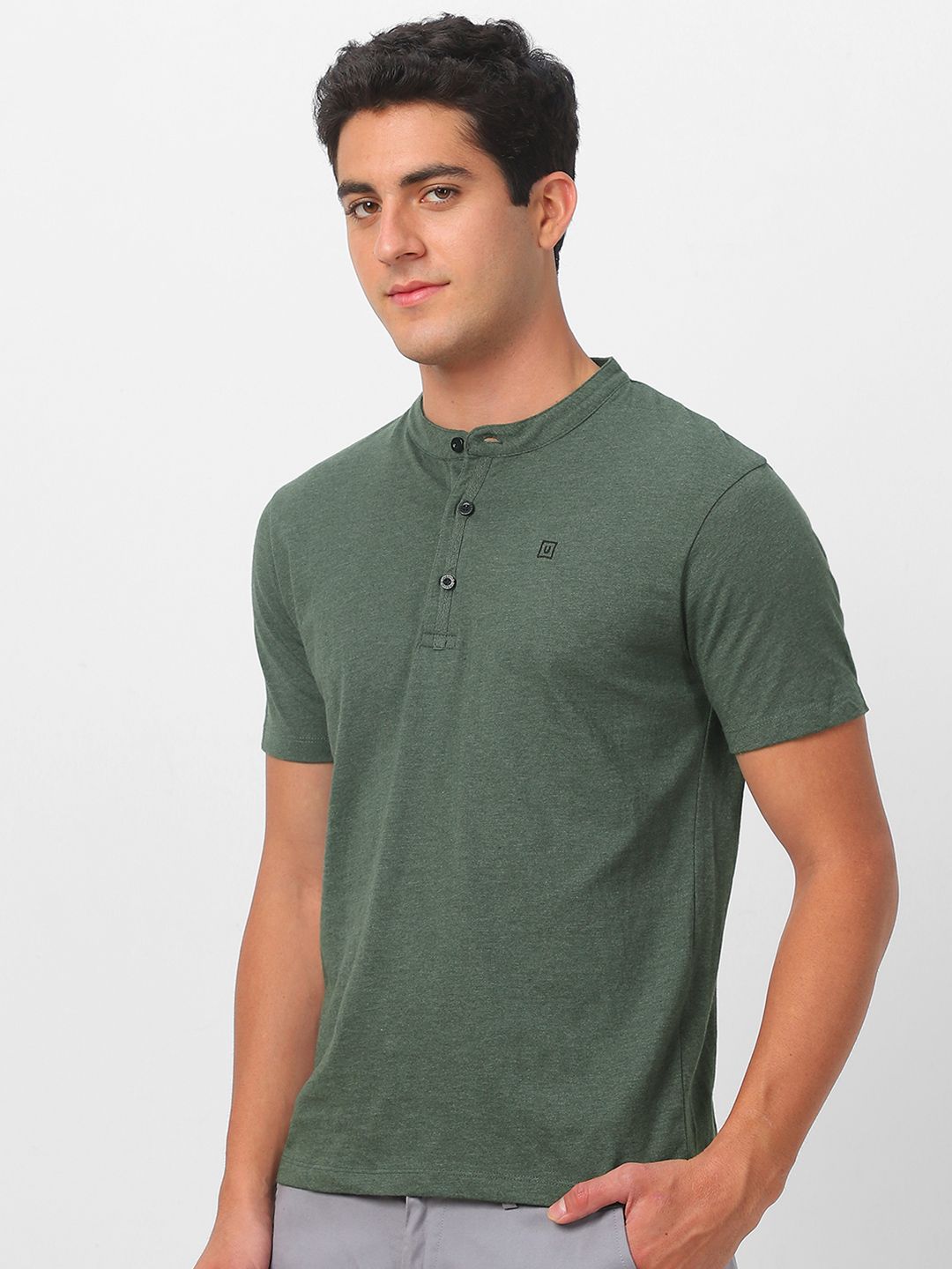 Urbano Fashion Men Henley Neck Cotton Slim Fit T-shirt