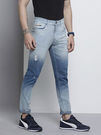The Indian Garage Co Men Blue Slim Fit Mildly Distressed Ombre Stretchable Jeans
