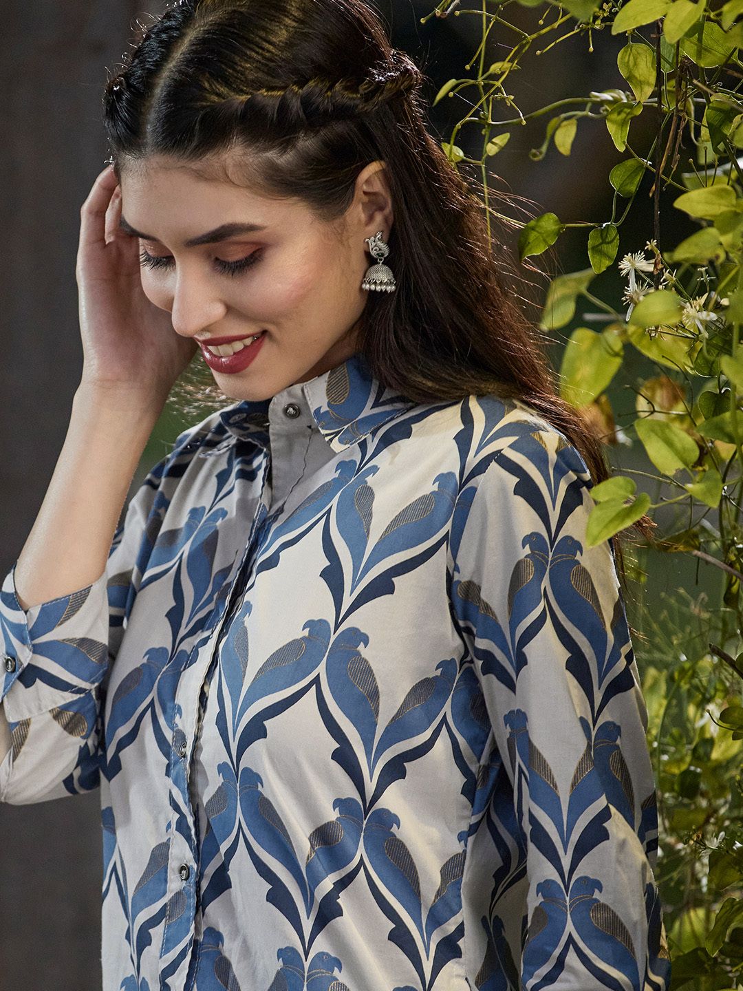 Vishudh Blue & Grey Printed Tunic