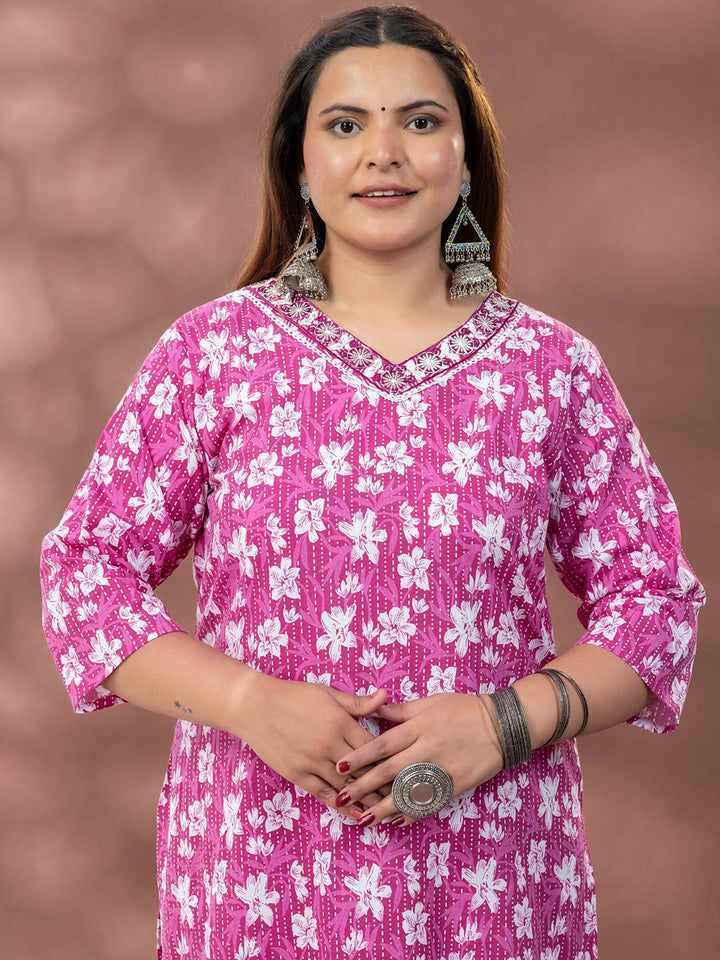 Mamicha Embroidered Kurta With Palazzos & Dupatta